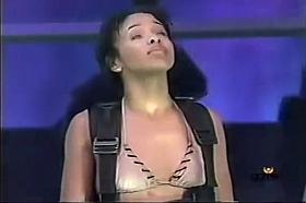 Bikini girl bouncing around on a game show