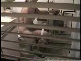 Spying my mom in toilet. Through window