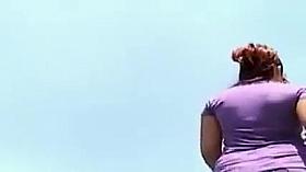 Spy cam follows chubby women with super short skirts to get