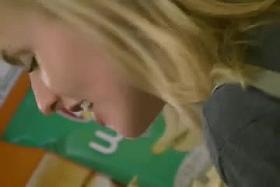 Sexy blond lil shorts..thong in ass