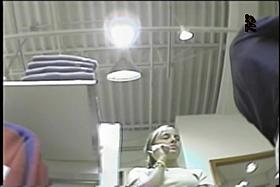 Blonde girl is flashing her jeans up skirt white panty