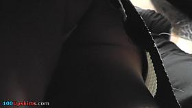 Upskirt footage of the flabby ass of a girl in thong