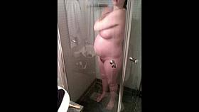 Preggo wife caught washing her milky udders