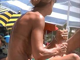 incredible french blond mummy puffy topless beach