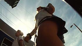 Naughty schoolgirls get upskirt voyeur video shots at their panties