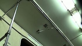 Pink, lacey panties in subway up skirt video with hot blonde