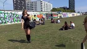 Naked petite babe disgraced in public