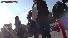 Palatable upskirt butt in hose