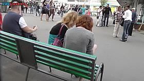 Stylish escalator upskirt footage