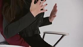 Georgia hangs up in the nick of time and cums in her mouth