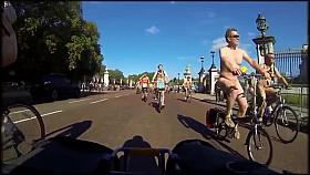 Nudists on public bikes