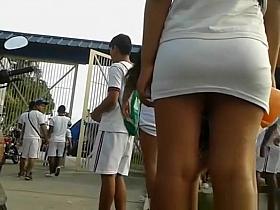 Teen nice legs in short dress