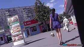 Skinny cutie unconscious upskirt tease