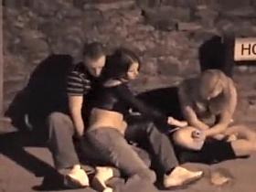 Voyeur sees a guy fingering a drunk girl