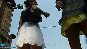 Hot up skirt street clips of girls wearing black thongs