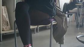 Black Tights Under Desk in Library!