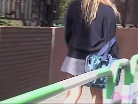 Wild sharking video showing cute Japanese girl's panties