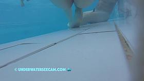 This Lovely Girl Shows Her Big Tits Underwater In The Pool While The Cam Is Watching Her!