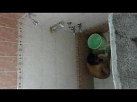 Indian girl taking a bath in hotel room