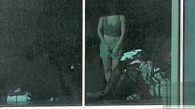 Pervy neighbor films the sexy woman going topless
