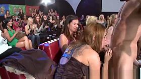 Delicious amateurs getting wet while sucking stripper cock