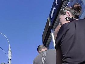 Pretty girl's panties checked under a skirt