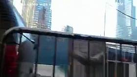 Thong in see thru leggings