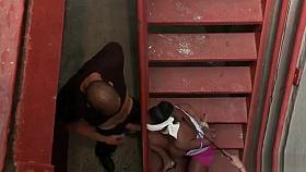 Busty bbw ebony fucked in public alley