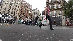 Windy grating lifting up the skirts of careless beauties