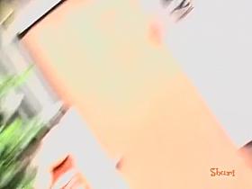 Skirt sharking with a little bit of pussy hair of an Asian