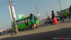 Hot brunette hair upskirt chick