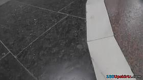 G-string upskirt video of a bubble ass blonde in metro