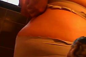 BBW girl 50 yo taking a shower