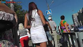 Cute upskirt view of the panty white color