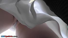 Fair-skinned sweet butt on the great upskirts tube