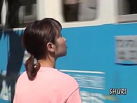 Wild public sharking video with mesmerizing little oriental angel