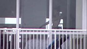 topless girl applying sunscreen voyeur thru windown in PR