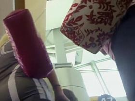 Incredibly sexy blonde girl in a tight skirt