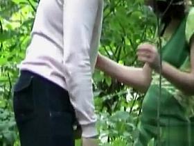 Drunken friends have a quick doggystyle coitus in the woods