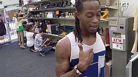 Ebony pawnshop amateur fucks in front of bf