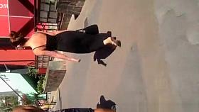 Great ass woman in black dress