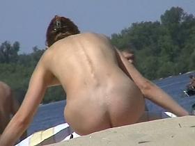 A dazzling nude beach voyeur video