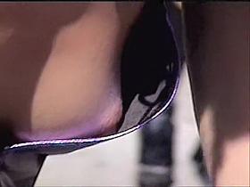 Gorgeous perky tits with hard nipples downblouse