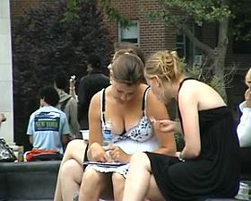 Moist downblouse on legal age teenager! Great cleavage overflowing!