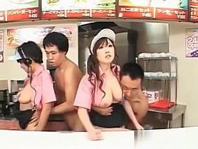Fast Food Japanese Sluts Banged Hard At Work