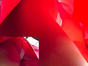 Hot upskirts of the young girl who has a period