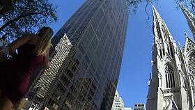 Sexy woman goes commando under skirt