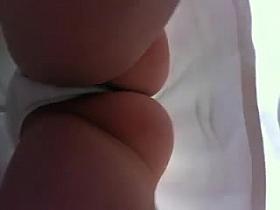 Upskirt white dress white panties