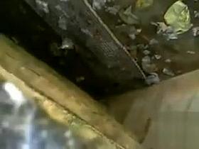 Young drunk lovers enjoy copulating in the dirty public place