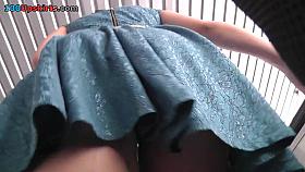 Hot upskirts of the redhead girl in the a-line skirt